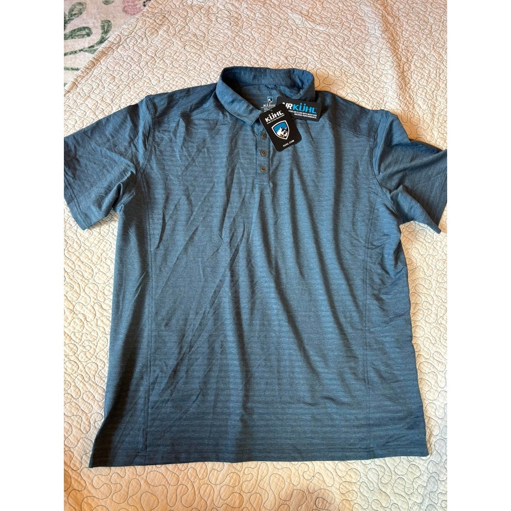 KUHL Polo Shirt Mens XXL Blue Heather Short Sleeve Shirt